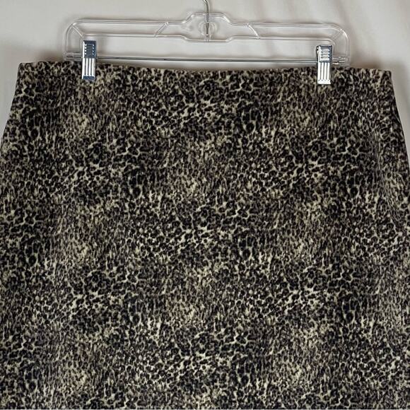 Talbots  Brown Tan Animal Print 100% Cotton Velvet Party Event Skirt NWT Size 16 - Picture 2 of 13